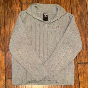 Vintage Ralph Lauren Polo Jeans Co Mens Ribbed Half-Zip Sweater L Gray Cotton